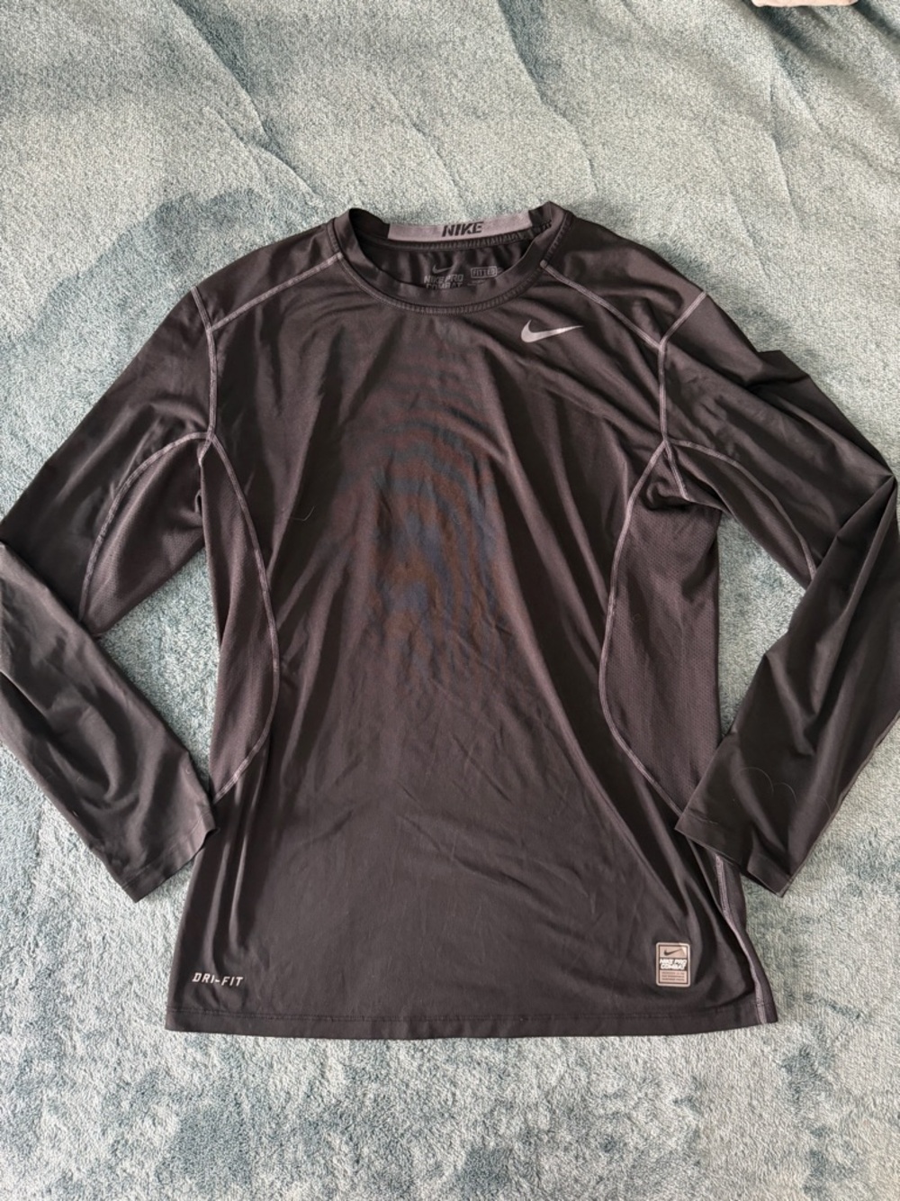 Nike Pro Combat Dri-FIT Long Sleeve Athletic Top Black Size Medium